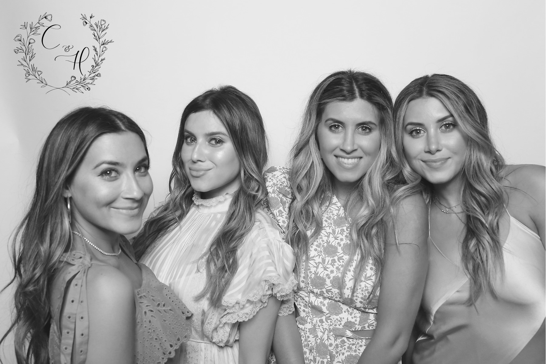 Friends gathered for a Ready Set Smile photo booth portrait